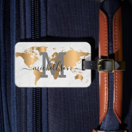 Elegante Monogram Script Naam Stijlvolle Lu Bagagelabel