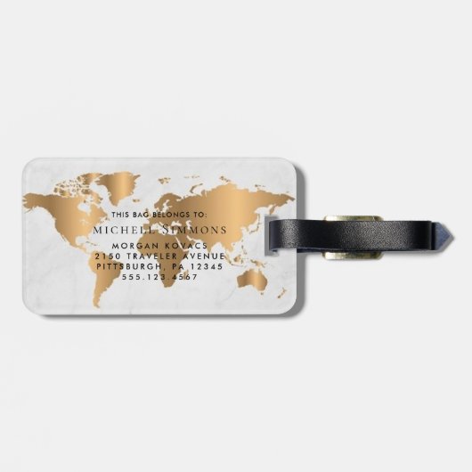 Elegante Monogram Script Naam Stijlvolle Lu Bagagelabel (Achterkant horizontaal)