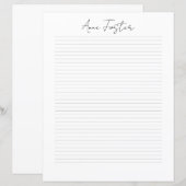 Elegante Monogram Script Persoonlijk Briefpapier (Voorkant / Achterkant)