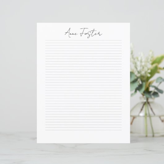 Elegante Monogram Script Persoonlijk Briefpapier (Staand voorkant)