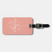 Elegante Monogram Script Roze Roze Leder Bagagelabel (Voorkant horizontaal)