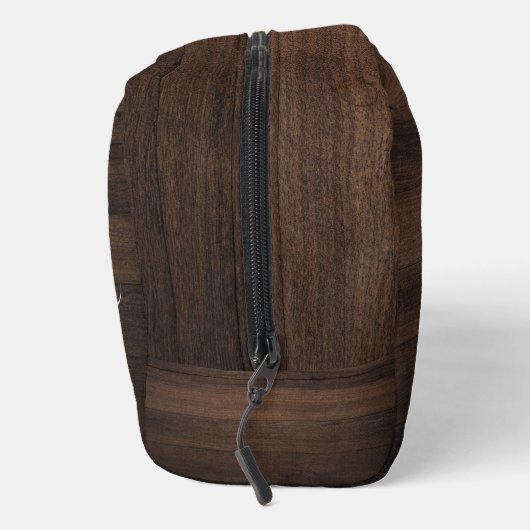Elegante Monogram Script Rustic Wood Look Toilettasje (Rechts)