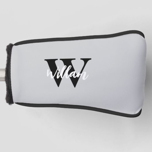Elegante monogram scriptnaam golfheadcover (Voorkant)