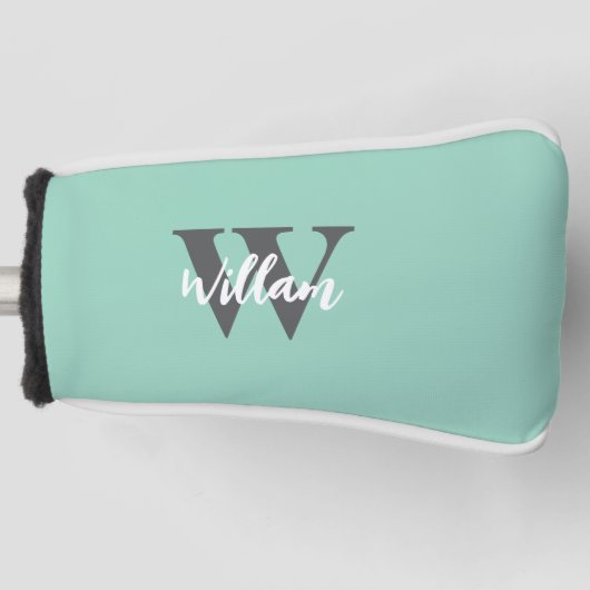 Elegante monogram scriptnaam golfheadcover (Voorkant)
