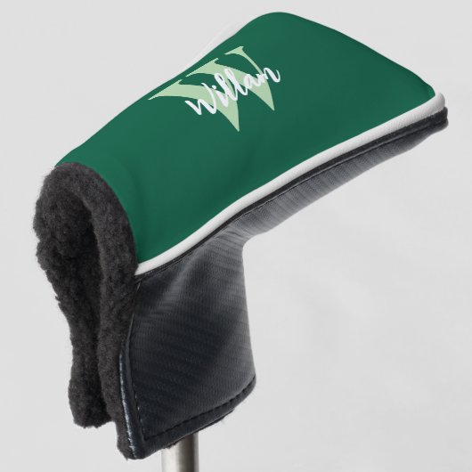 Elegante monogram scriptnaam golfheadcover (3/4 voorkant)