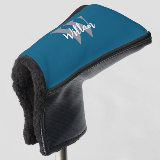 Elegante monogram scriptnaam golfheadcover (3/4 voorkant)