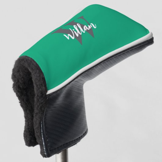 Elegante monogram scriptnaam golfheadcover (3/4 voorkant)