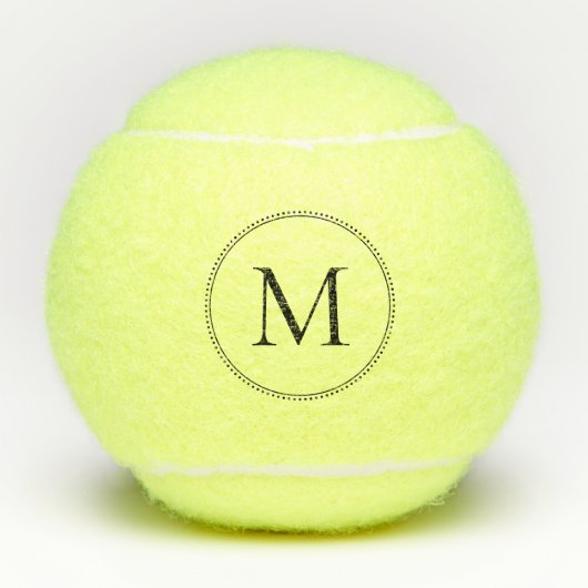Elegante Monogram Stippelrand Tennisballen (Voorkant)
