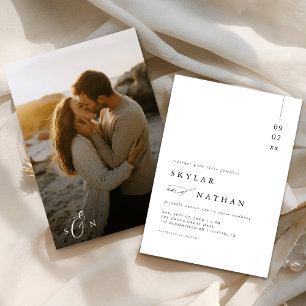 Elegante Monogram Strand Sunset Foto Budget Huweli Kaart