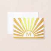 Elegante monogram Sunrise Stijlvolle gevouwen noti Folie Kaarten (Voorkant met envelop)