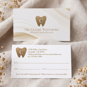 Elegante Monogram Tandarts Tandheelkunde Praktijk  Afsprakenkaartje