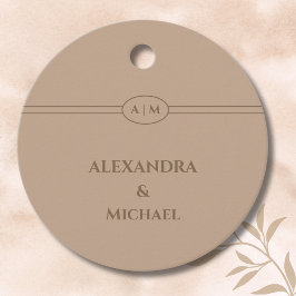 Elegante Monogram Taupe bruiloft Dank u Bedankjes Labels