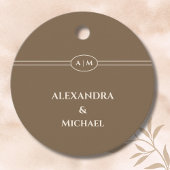 Elegante Monogram Taupe bruiloft Dank u Bedankjes Labels