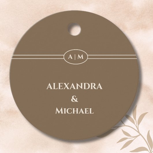 Elegante Monogram Taupe bruiloft Dank u Bedankjes Labels
