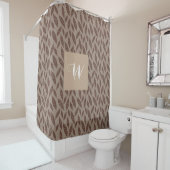 Elegante Monogram Taupe & Crème Blokprint Bladeren Douchegordijn (In situ)
