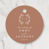 Elegante Monogram Terracota bruiloft Bedankjes Labels (Voorkant)