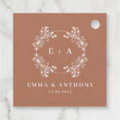 Elegante Monogram Terracota bruiloft Bedankjes Labels (Achterkant)