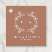 Elegante Monogram Terracota bruiloft Bedankjes Labels (Voorkant)