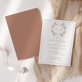 Elegante Monogram Terracota bruiloft Kaart