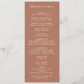 Elegante Monogram Terracota bruiloft Programmakaart (Achterkant)