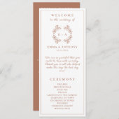 Elegante Monogram Terracota bruiloft Programmakaart (Voorkant / Achterkant)