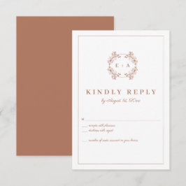 Elegante Monogram Terracota Wedding RSVP Kaart