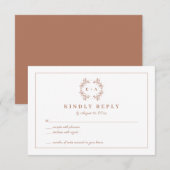Elegante Monogram Terracota Wedding RSVP Kaart (Voorkant / Achterkant)