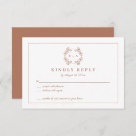 Elegante Monogram Terracota Wedding RSVP Kaart