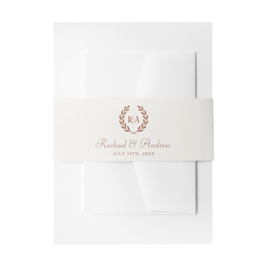 Elegante Monogram Terracotta Cream Wedding Uitnodigingen Wikkel (Voorkant Voorbeeld)