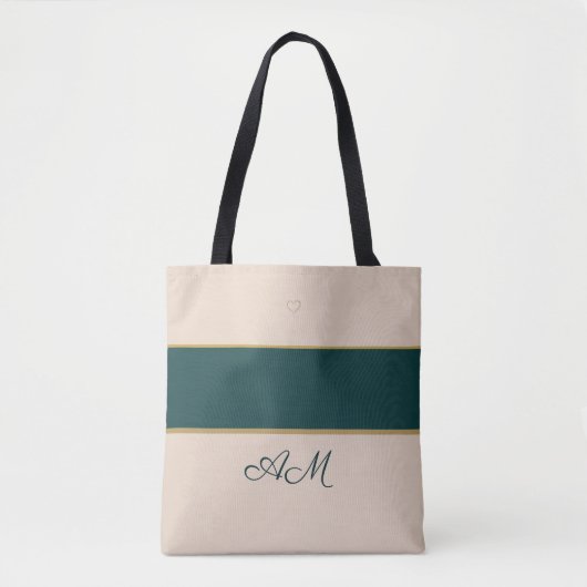 Elegante Monogram Tote | Verfijnde Streepdesign Bag (Voorkant)