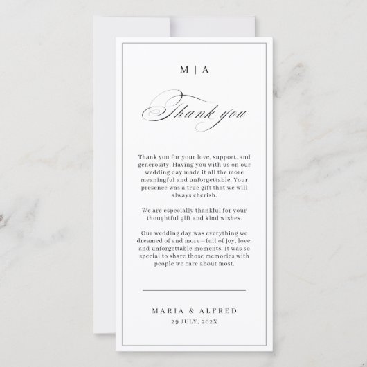Elegante Monogram Trouwbedankkaart QR-code Bedankkaart (Voorkant)