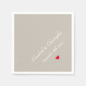 Elegante Monogram Trouwdatum Taupe Party Cocktail Servet (Voorkant)