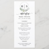 Elegante Monogram Trouwkrans Menu (Voorkant)