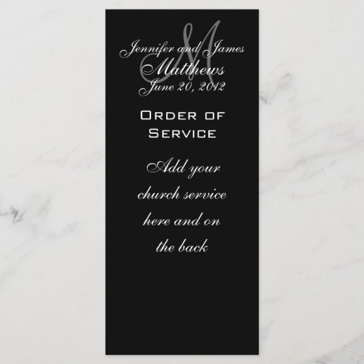 Elegante Monogram Trouwprogramma's Programmakaart (Voorkant)