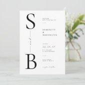 Elegante Monogram Typografie Trouwdag Kaart (Staand voorkant)