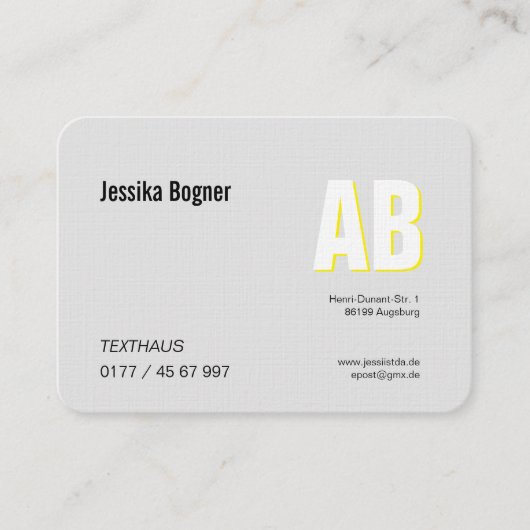 Elegante Monogram Visitenkarten Visitekaartje (Voorkant)