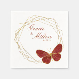 Elegante Monogram Vlinder Bruiloft   Servet