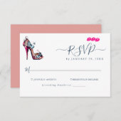 Elegante Monogram Vlinder Gehakt-Schoen Bruiloft RSVP Kaartje (Voorkant / Achterkant)