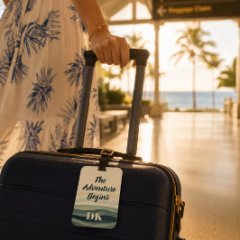 Elegante monogram voor een strandhuwelijk aan de o bagagelabel