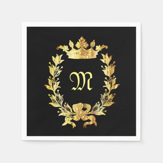 Elegante monogram voor zwart en goud servet (Voorkant)