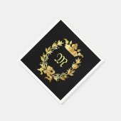 Elegante monogram voor zwart en goud servet (Hoek)