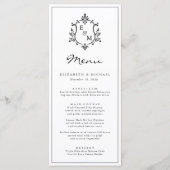 Elegante Monogram Wapen Huwelijksmenu Programmakaart (Voorkant)
