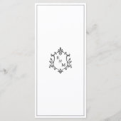 Elegante Monogram Wapen Huwelijksmenu Programmakaart (Achterkant)