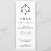 Elegante Monogram Wapen Huwelijksmenu Programmakaart (Voorkant)