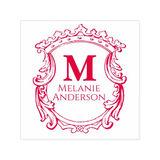 Elegante Monogram Wapenschild Zelfinktende Stempel (Design)