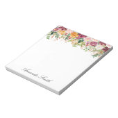 Elegante Monogram Watercolor Roos Bloementuin Notitieblok (Linkerzijde)