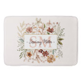 Elegante Monogram Waterverf Herfst Wilde Bloem Blo Badmat (Voorkant)