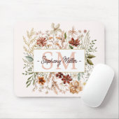 Elegante Monogram Waterverf Herfst Wilde Bloem Blo Muismat (Met muis)
