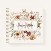Elegante Monogram Waterverf Herfst Wilde Bloem Blo Notitieboek (Voorkant)
