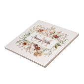 Elegante Monogram Waterverf Herfst Wilde Bloem Blo Tegeltje (Zijkant)